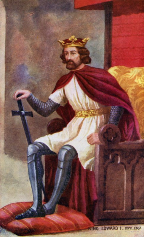 Król Edward I (kolorowa litografia) autorstwa English School