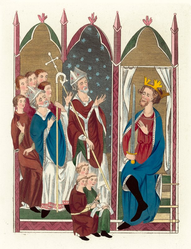 Król Edward I (kolorowy grawerunek) autorstwa English School