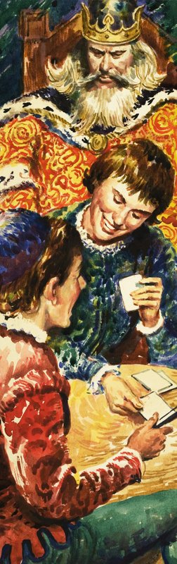 Król Edward I czuwa nad swoim synem Edwardem i jego towarzyszem Piersem Gavestonem autorstwa English School