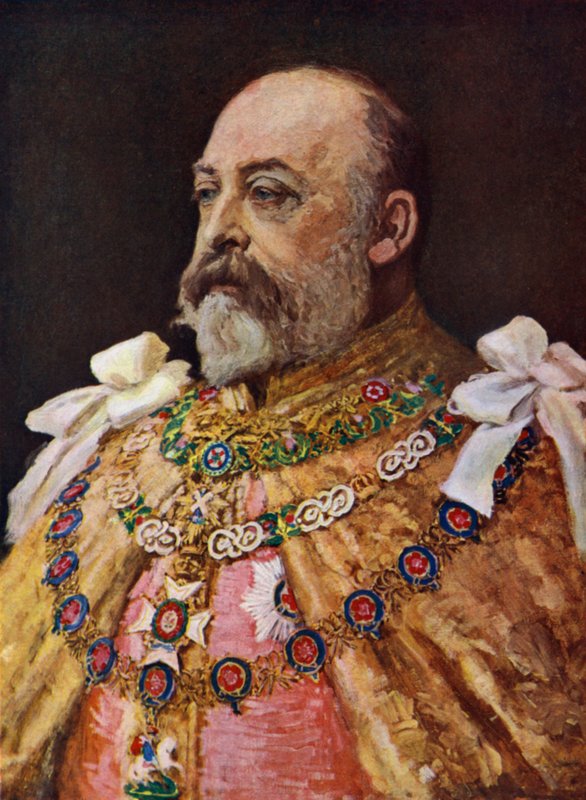 Król Edward VII (kolorowa litografia) autorstwa English School