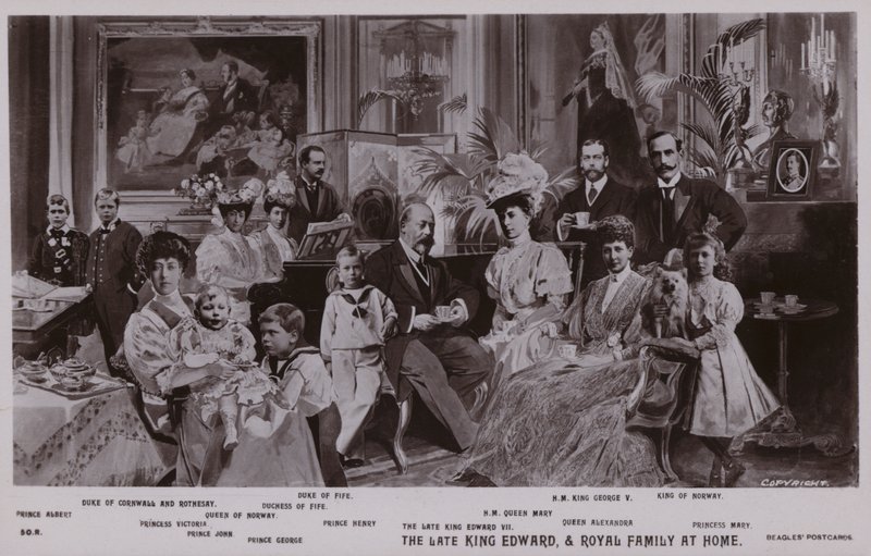 Król Edward VII i jego rodzina (lito) autorstwa English School
