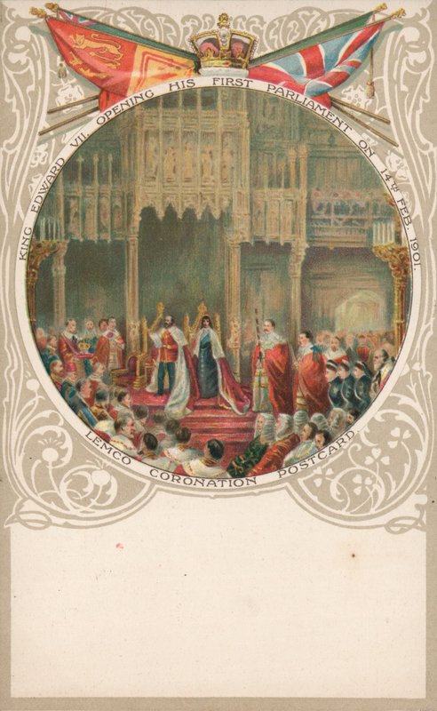 Król Edward VII otwiera swój pierwszy parlament 14 lutego 1901 r. autorstwa English School