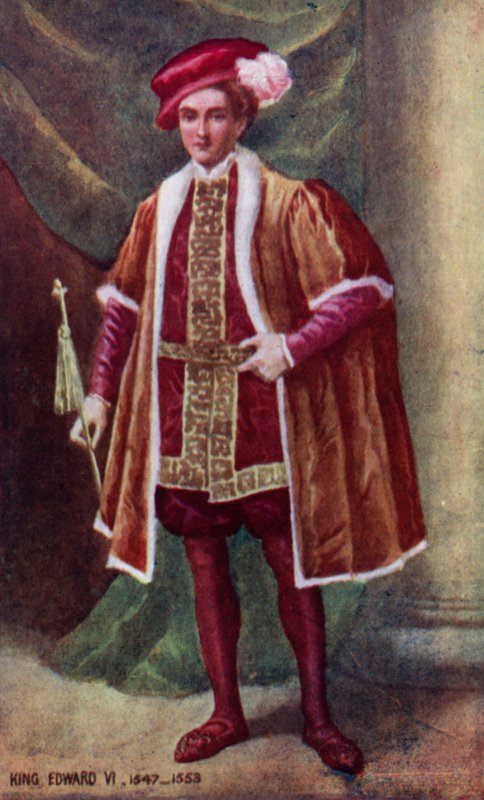 Król Edward VI (kolorowa litografia) autorstwa English School