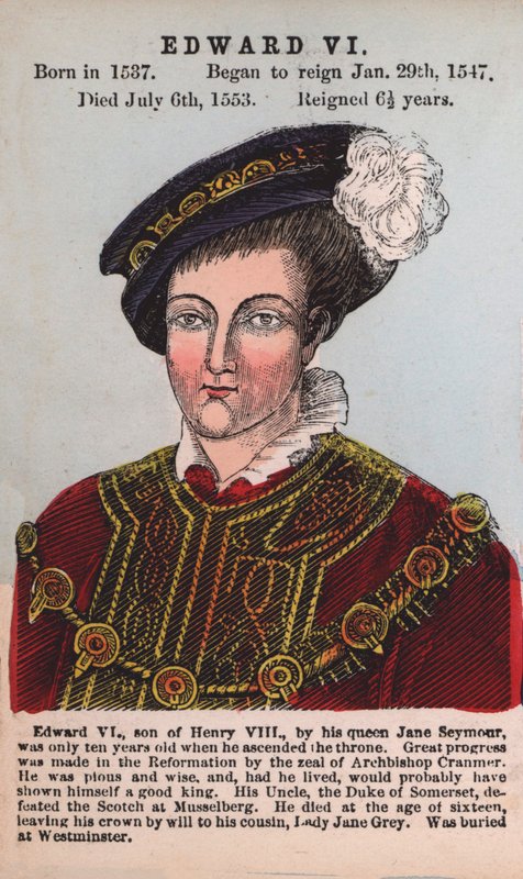 Król Edward VI (kolorowy grawerunek) autorstwa English School