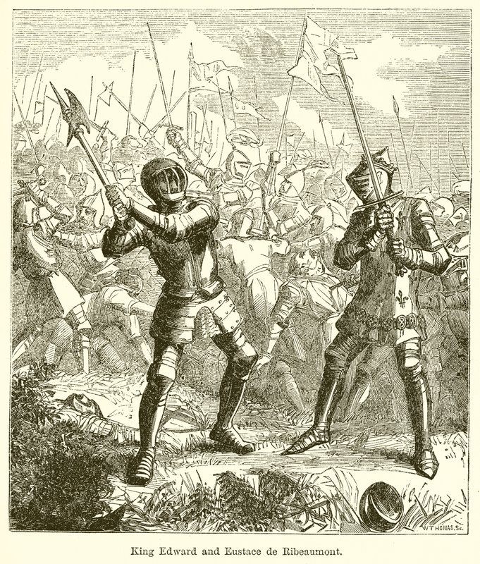 Król Edward i Eustachy de Ribeaumont autorstwa English School