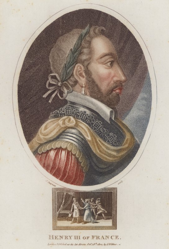 Król Henryk III Francji (kolorowy grawerunek) autorstwa English School