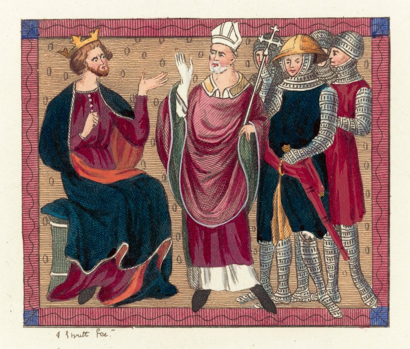 Król Henryk II i Tomasz Becket autorstwa English School