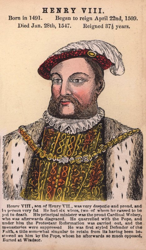 Król Henryk VIII (kolorowy grawerunek) autorstwa English School