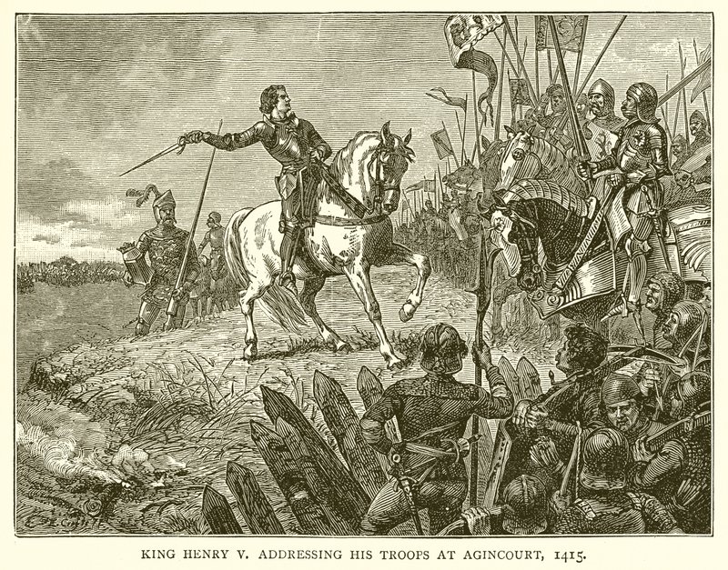 Król Henryk V przemawiający do swoich oddziałów w Agincourt, 1415 autorstwa English School
