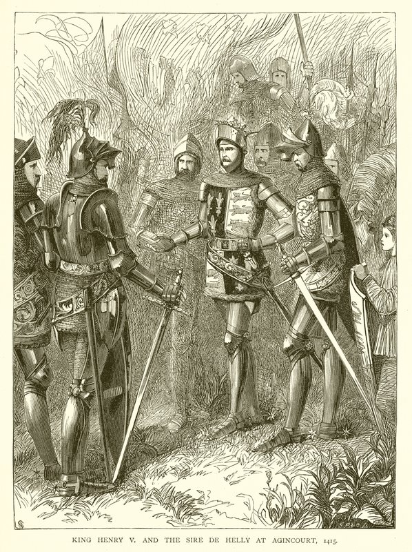 Król Henryk V i Sire de Helly w Agincourt, 1415 autorstwa English School