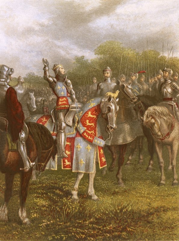 Król Henryk V w Agincourt autorstwa English School