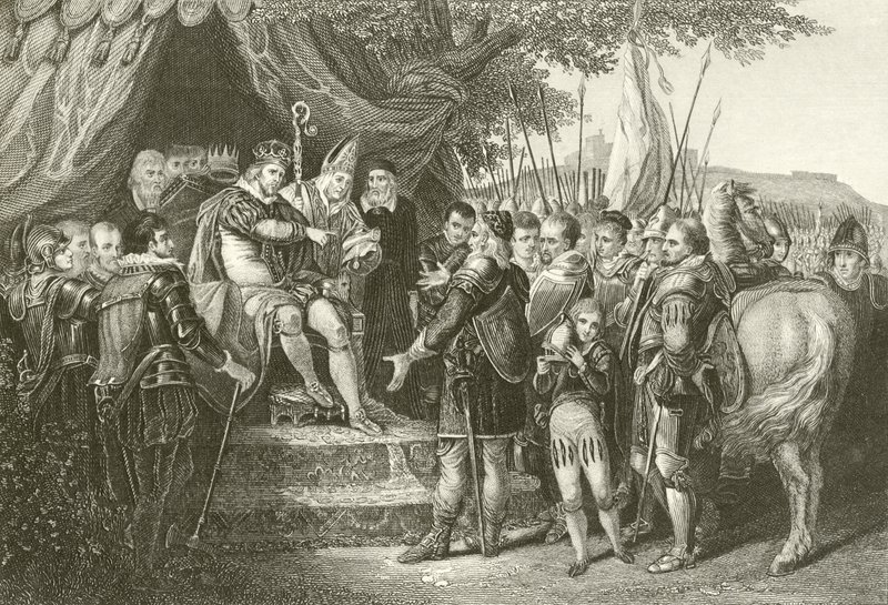 Król Jan ratyfikujący Magna Charta autorstwa English School
