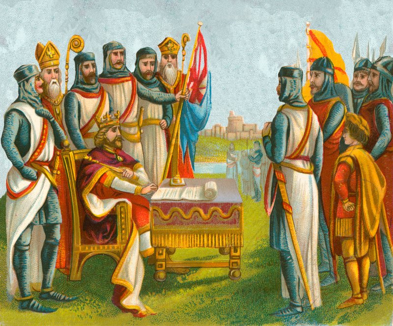 Król Jan podpisuje Magna Carta autorstwa English School