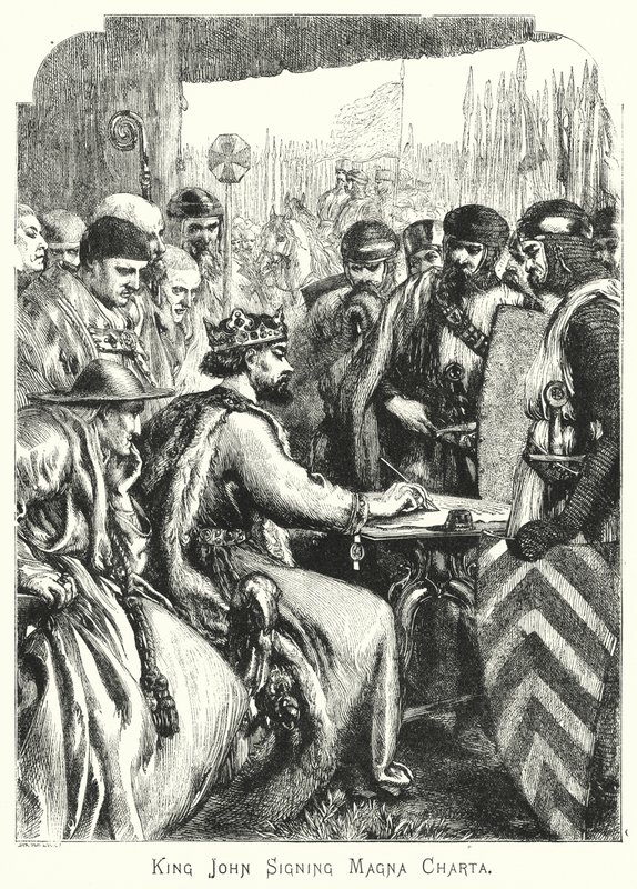 Król Jan podpisujący Magna Charta (grawerowanie) autorstwa English School