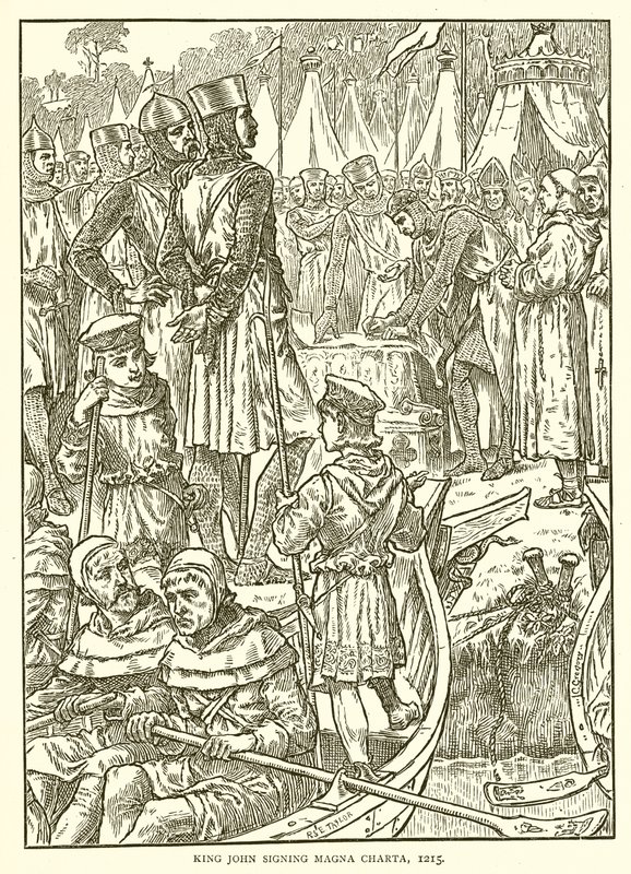Król Jan podpisuje Magna Charta, 1215 autorstwa English School