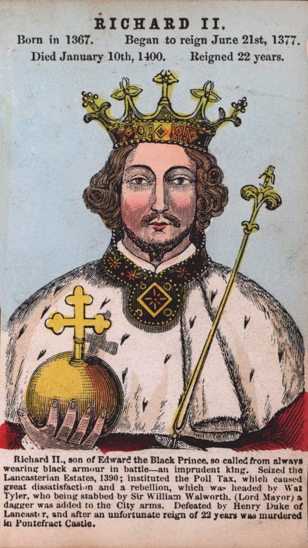 Król Ryszard II (kolorowy grawerunek) autorstwa English School