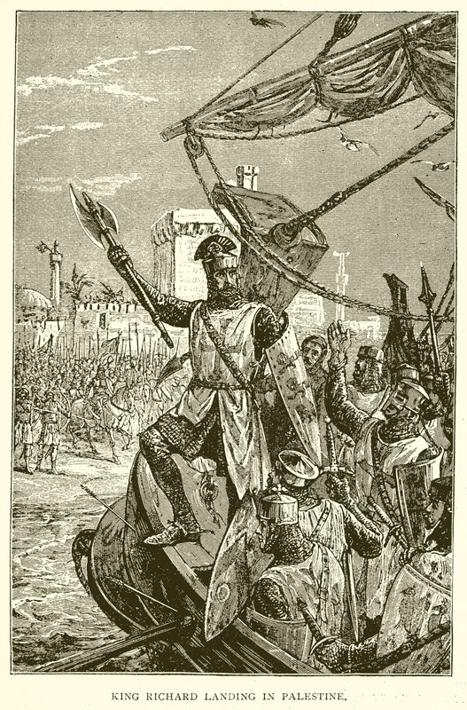Król Ryszard ląduje w Palestynie autorstwa English School