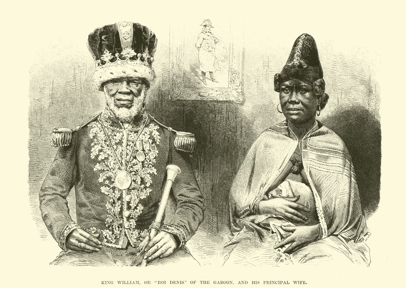 King William, or Roi Denis of the Gaboon, and his Principal wife  autorstwa English School