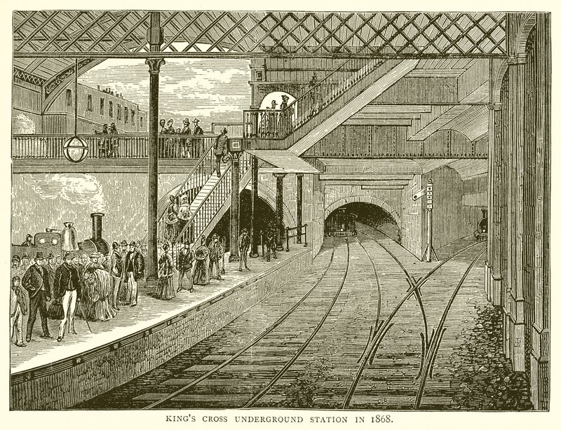 Stacja metra Kings Cross w 1868 r. autorstwa English School
