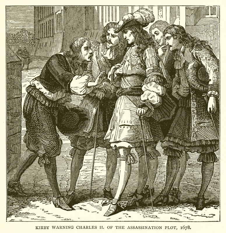 Kirby ostrzega Karola II przed zamachem, 1678 autorstwa English School