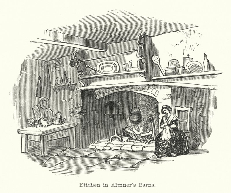 Kuchnia w stodołach Almnera (grafika) autorstwa English School