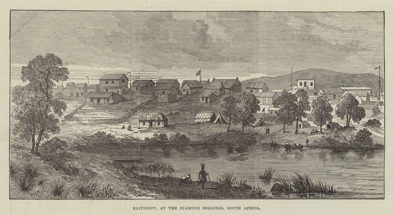 Klipdrift, w Diamond Diggings, RPA (grawerowanie) autorstwa English School