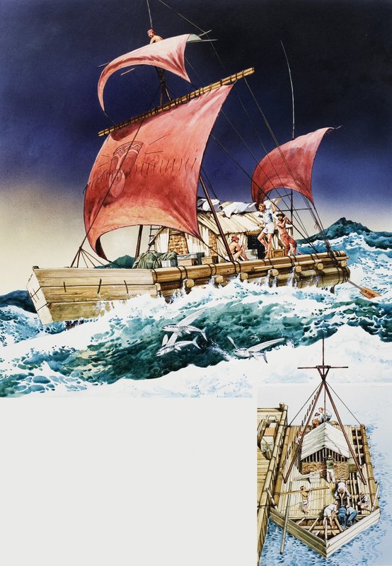 Kon-Tiki w swojej epickiej podróży autorstwa English School