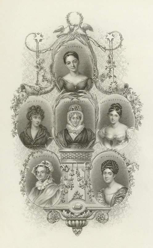 LE Landon, pani Opie, Hannah More, Lady Blessington, MR Mitford, pani Norton autorstwa English School