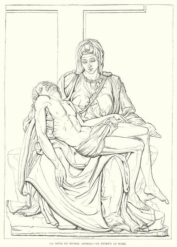 La Pieta Di Michelangelo, Bazylika św. Piotra w Rzymie (rycina) autorstwa English School