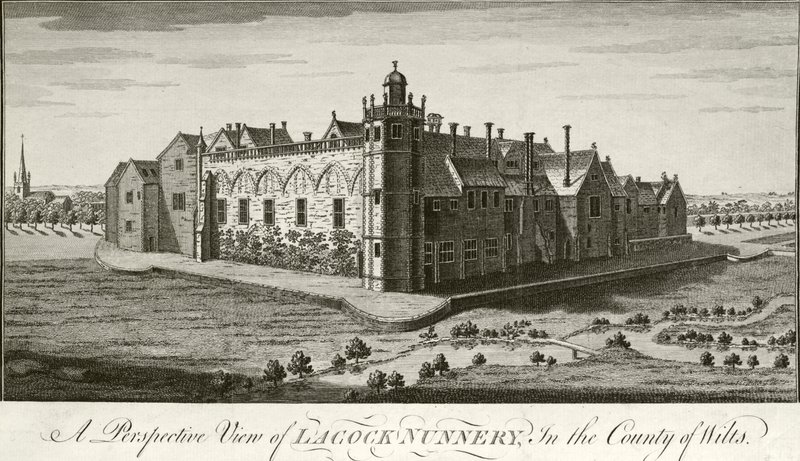 Opactwo Lacock, Wiltshire (grawerowanie) autorstwa English School
