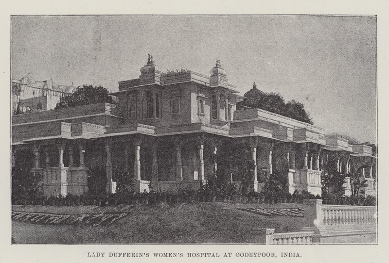 Szpital damski Lady Dufferin w Oodeypoor, Indie (grawerowanie) autorstwa English School
