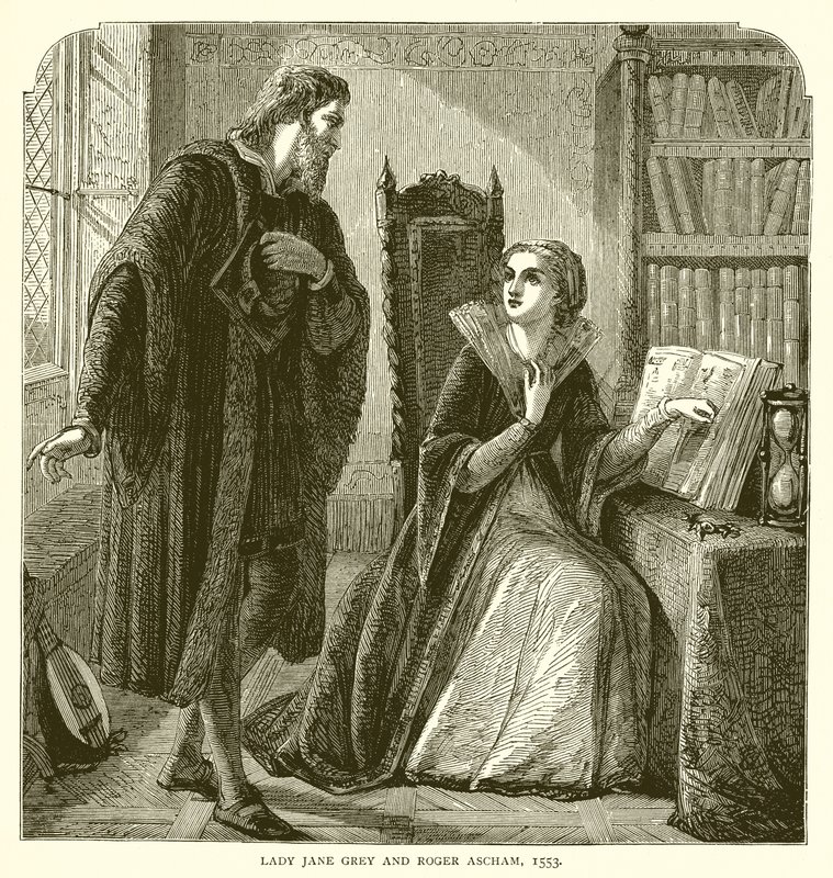 Lady Jane Grey i Roger Ascham, 1553 autorstwa English School