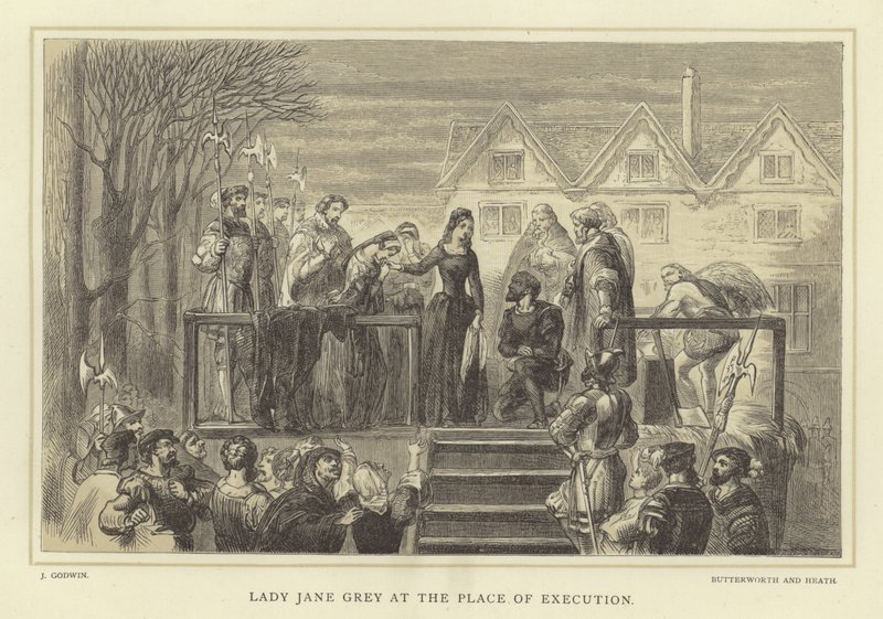 Lady Jane Grey w miejscu egzekucji autorstwa English School