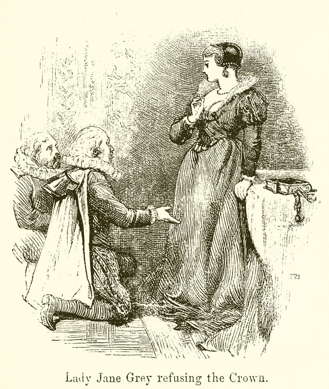 Lady Jane Grey odmawia korony autorstwa English School