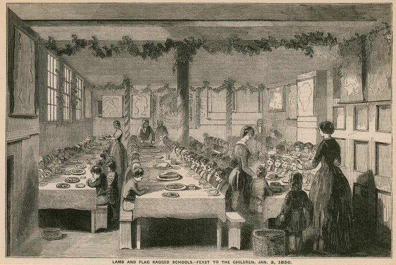 Lamb and Flag Ragged School, uczta dla dzieci, 3 stycznia 1850 autorstwa English School