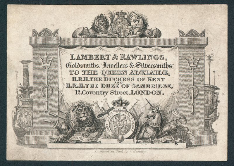 Lambert & Rawlings, złotnicy, jubilerzy i złotnicy, karta handlowa autorstwa English School