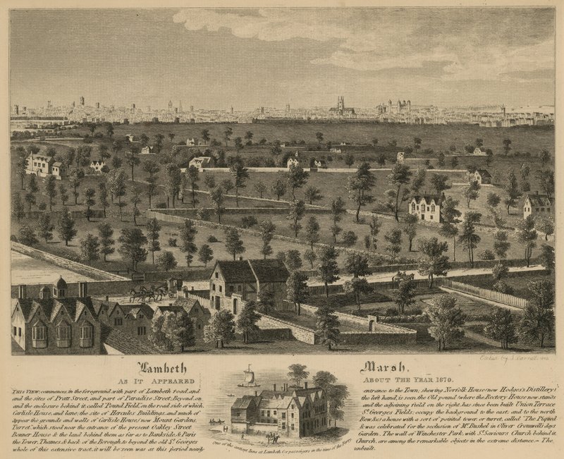 Lambeth Marsh, jakie pojawiło się około roku 1670 autorstwa English School