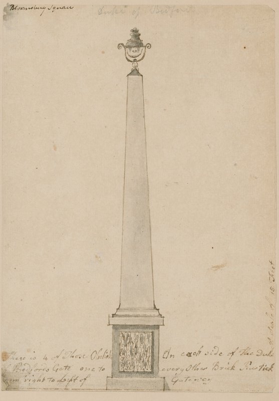 Lampa w pobliżu Bedford House w Londynie, zdemontowana w 1799 r. autorstwa English School
