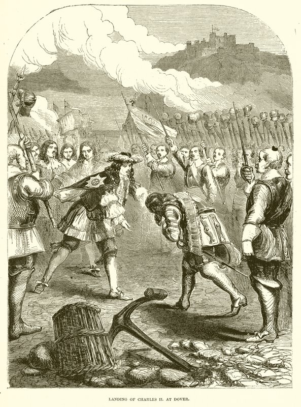 Lądowanie Karola II. w Dover autorstwa English School