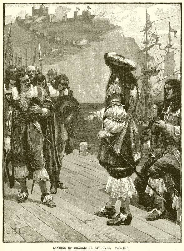 Lądowanie Karola II w Dover autorstwa English School