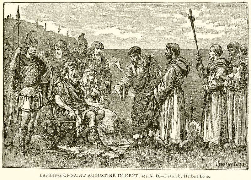Lądowanie św. Augustyna w Kent, 597 r. n.e. autorstwa English School