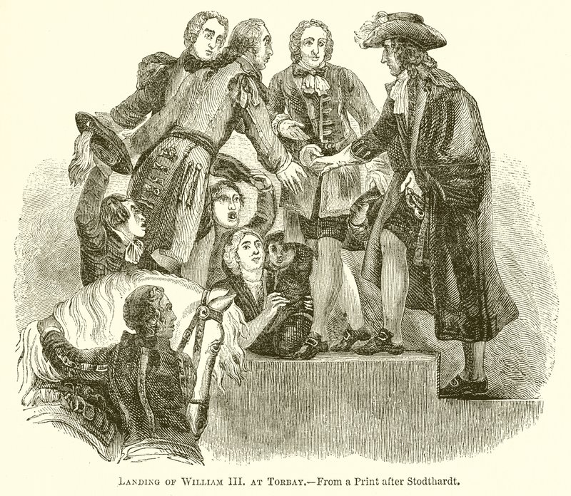 Lądowanie Wilhelma III w Torbay autorstwa English School