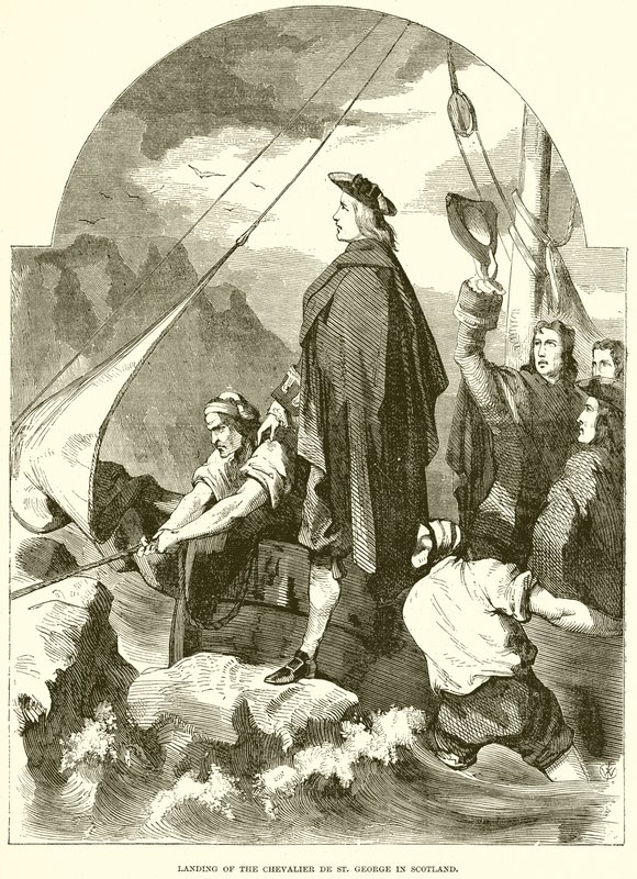 Lądowanie Chevalier de St. George w Szkocji autorstwa English School