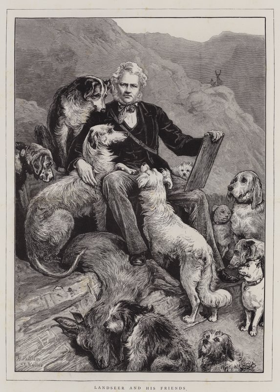 Landseer i jego przyjaciele (grafika) autorstwa English School
