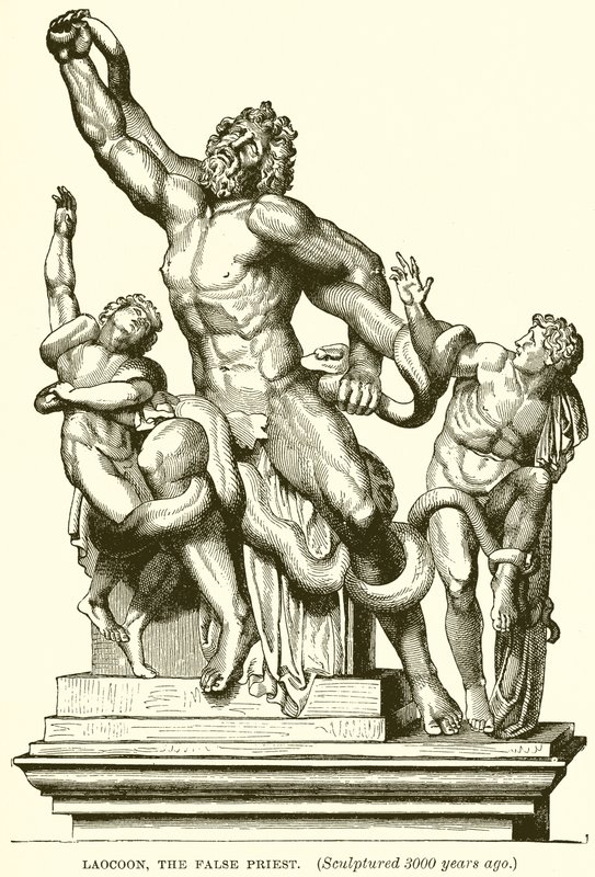 Laocoon, fałszywy kapłan. (Wyrzeźbiony 3000 lat temu) (rycina) autorstwa English School