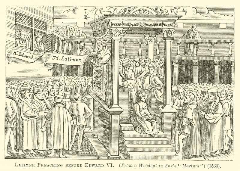 Głoszenie Latimera przed Edwardem VI autorstwa English School