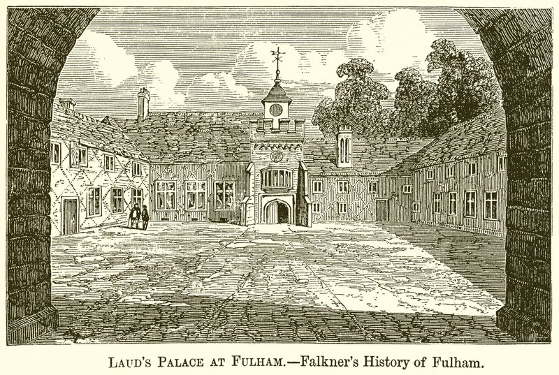 Pałac Jutrzni w Fulham.--Falkners Historia Fulham autorstwa English School