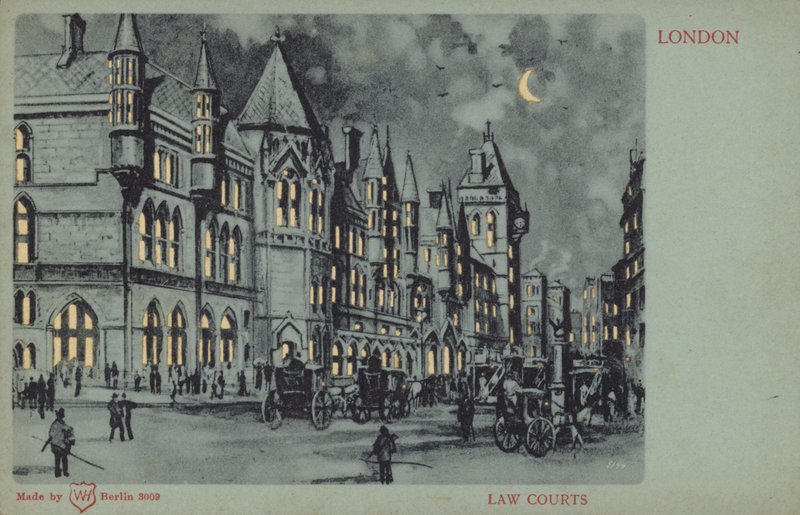 Sądy, Londyn (kolorowa litografia) autorstwa English School