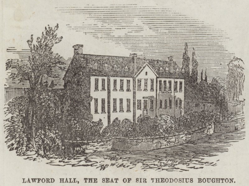 Lawford Hall, siedziba Sir Theodosius Boughton (rycina) autorstwa English School