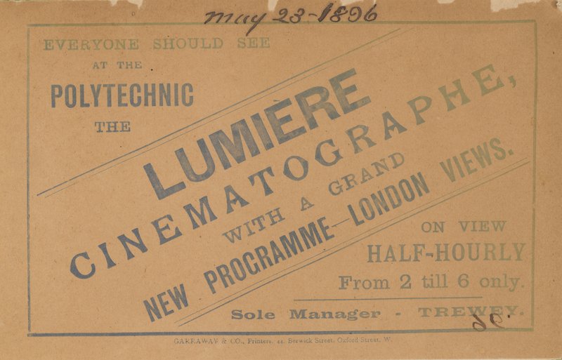 Ulotka reklamująca Kinematograf Lumiere autorstwa English School